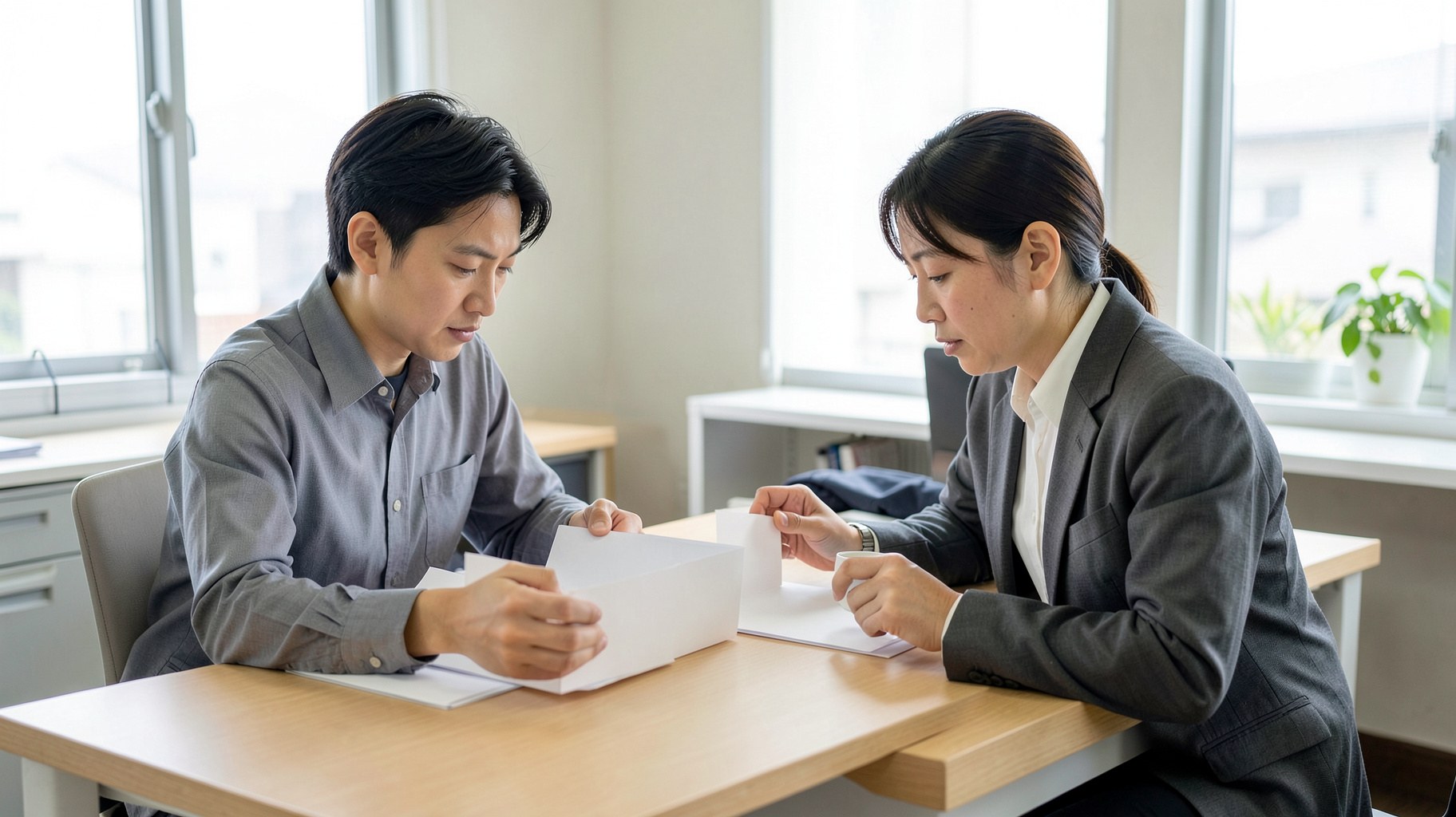 帳票とノートを広げて申告準備の工程を確認する机
